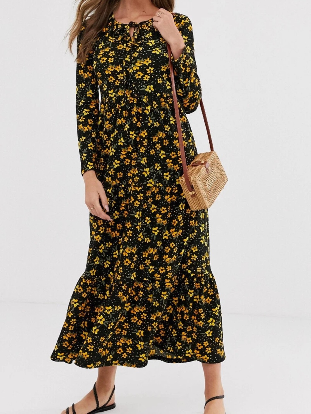 Free People Tiers of Joy long-sleeve floral midi dress size L